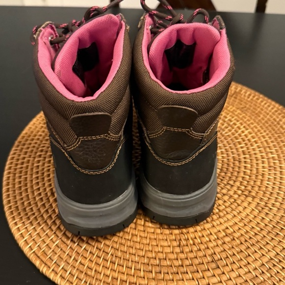 Wolverine Women's Brown Leather Boots with Pink Accents composite toe size 9 - Picture 7 of 11